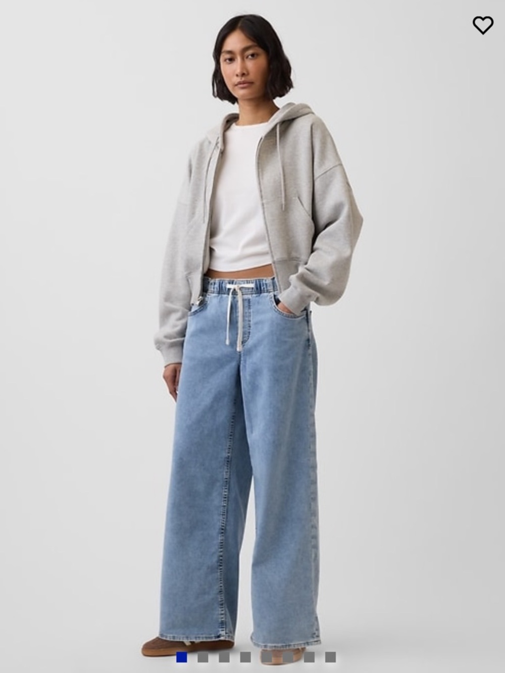 GAP Mid Rise Knit Easy Baggy Indigo Wide-Leg Drawstring Jeans - Picture 4 of 6